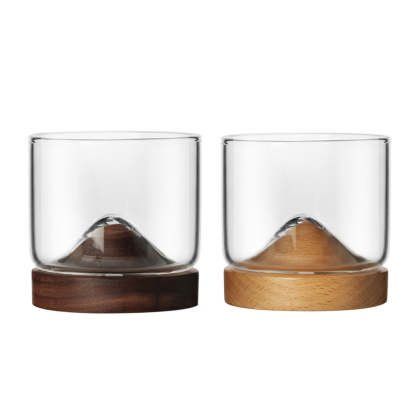 Whiskey Glass Small Glass Japanese Style Mountain Wooden Bottom Wine Glass-xinru