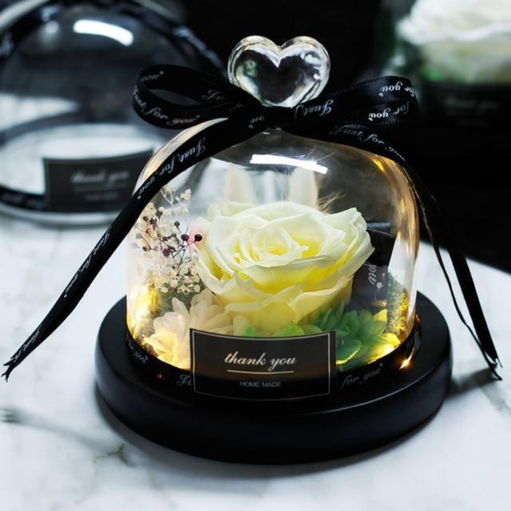 Mother's Day Gift Immortal Enchanted Rose Glass Heart Dome-xinru