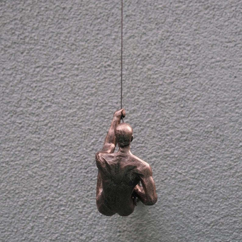Climbing Man Wall Art Sculpture Vintage Resin Creative Hanging-xinru
