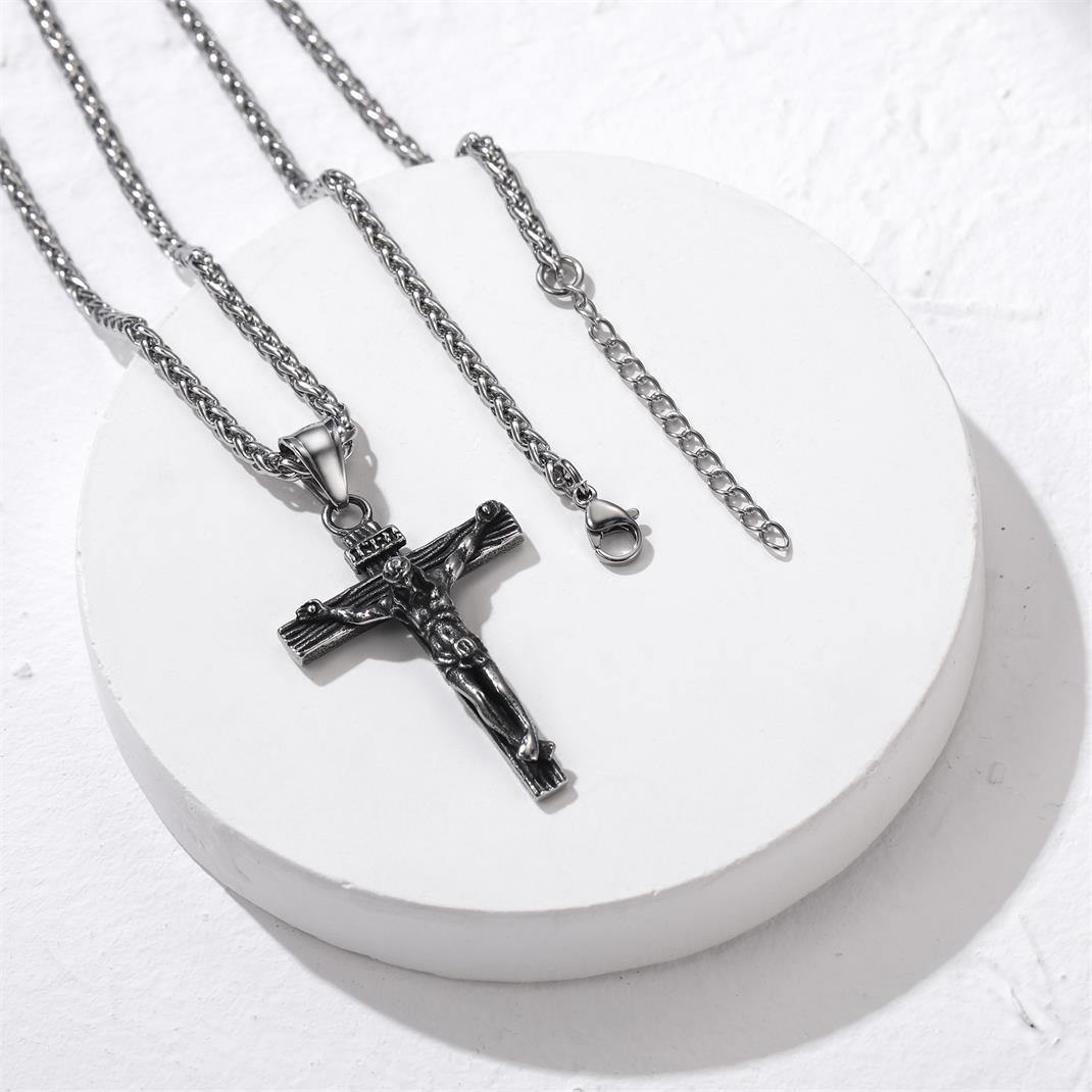 Crucifix Cross Necklace Catholic Pendant For Men-xinru