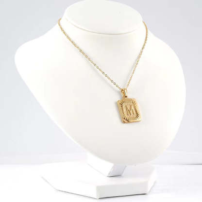 Initial Medallion Letter Gold Pendant Necklace-xinru