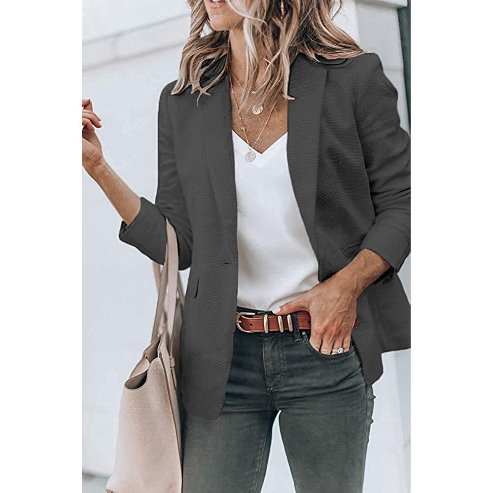 Ladies Casual Office Cardigan Long Sleeve Blazer-xinru