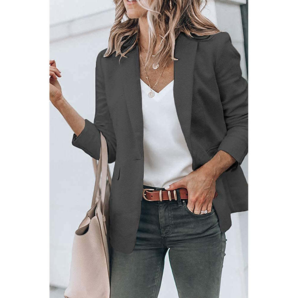 Ladies Casual Office Cardigan Long Sleeve Blazer-xinru