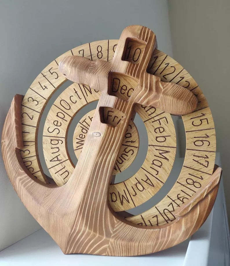 Unique Perpetual Wooden Anchor Calendar-xinru