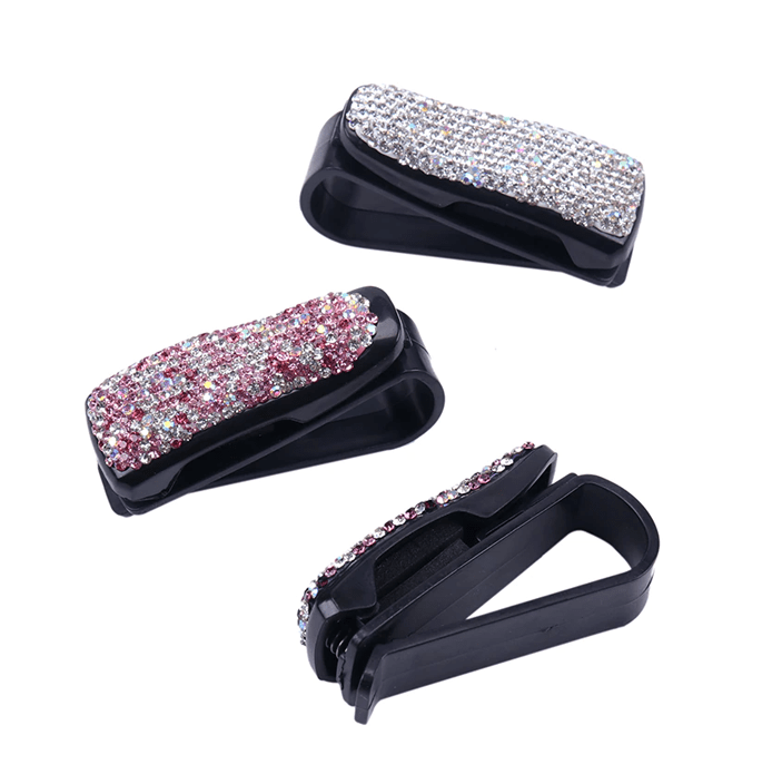 Car Visor Bling Crystal Diamond Glasses Frame Clip-xinru