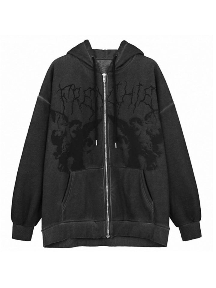 Women Stylish Loose Grunge Jacket Hoodie Pastel Goth Clothing-xinru