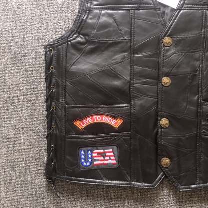 Motorcycle Leather Vest Embroidery Live To Ride-xinru shop