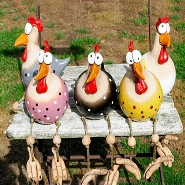 Resin Chicken Figurines Yard Art Decor-xinru