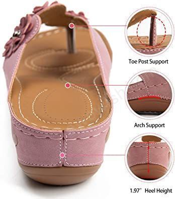 Women Flowers Comfy Orthopedic Arch-Support Clip Toe Sandals-xinru