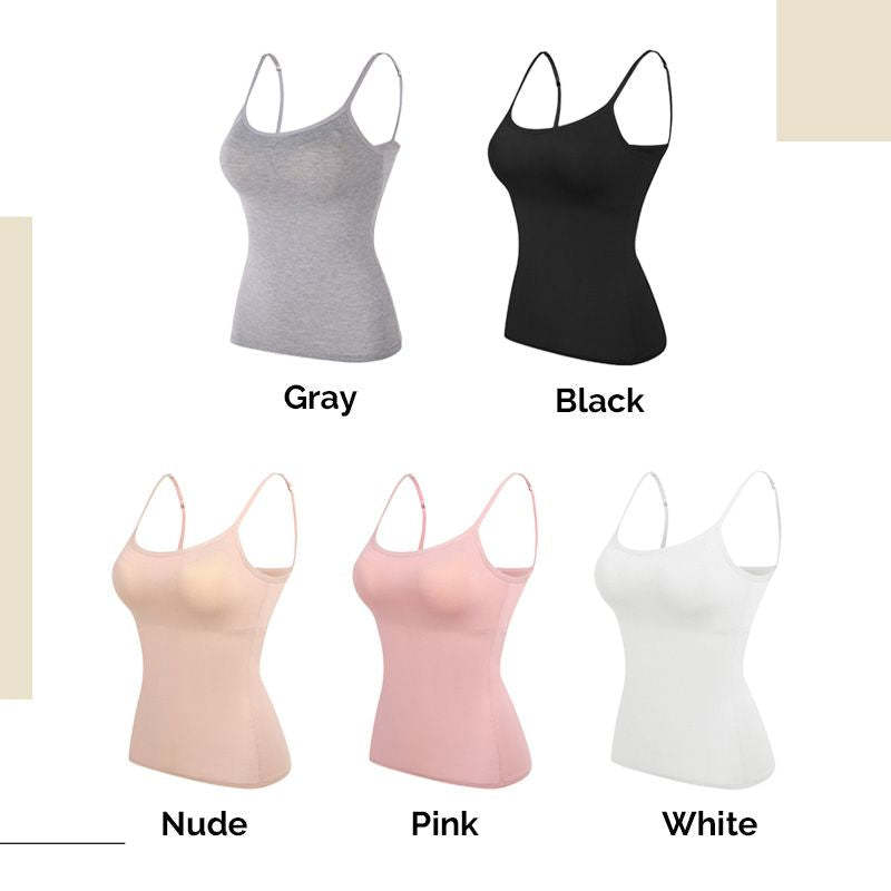Women's Stretch Cotton Camisole Built-in Bra-xinru