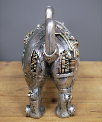Resin Gothic Steampunk Rhino Sculpture Ornament-xinru