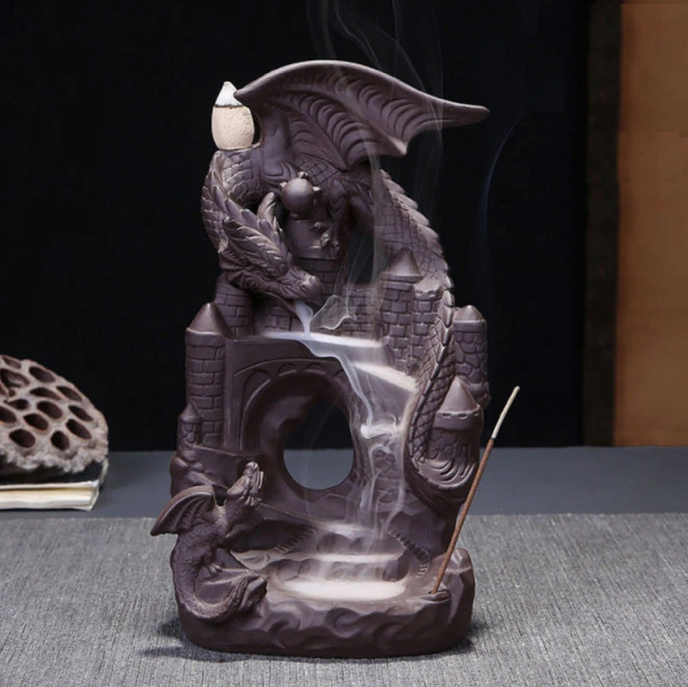 Mystic Dragon Waterfall Down Flow Draft Incense Burner-xinru