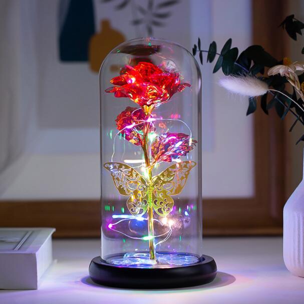 Mother's Day Gift light Up Galaxy Rose In Glass Dome-xinru