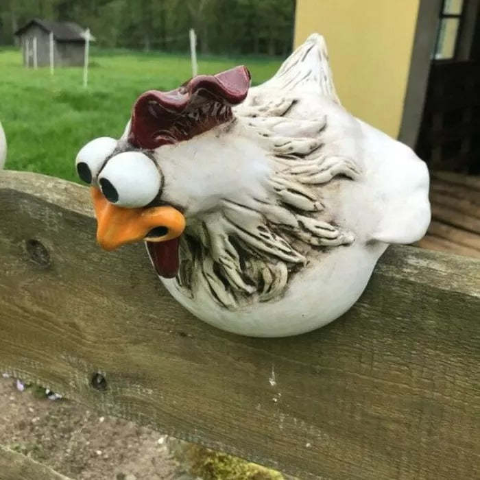 Fun Chicken Resin Garden Fence Decor-xinru