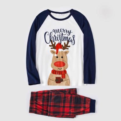 Plus Size Family Matching Christmas Elk and Plaid Print Long-sleeve Pajamas Set-xinru shop