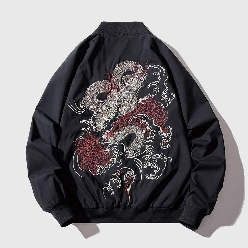 Men Dragon Embroidery Sukajan Yokosuka Oversized Pilot Jacket-xinru