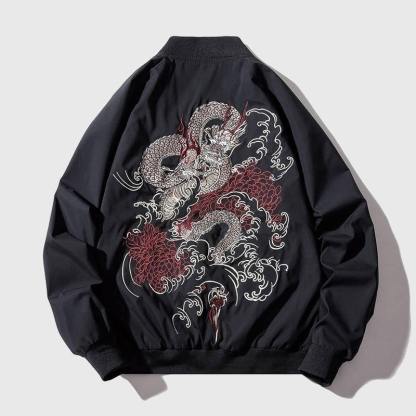 Men Dragon Embroidery Sukajan Yokosuka Oversized Pilot Jacket-xinru