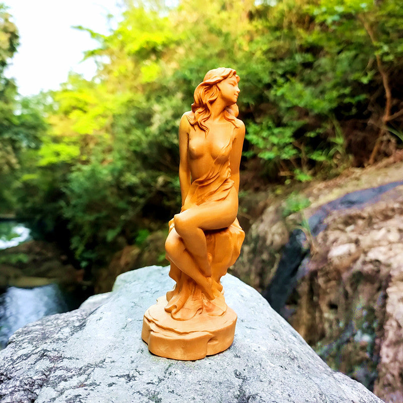 Carving Ornaments Of Boxwood Hand Carved Goddess Statue-xinru