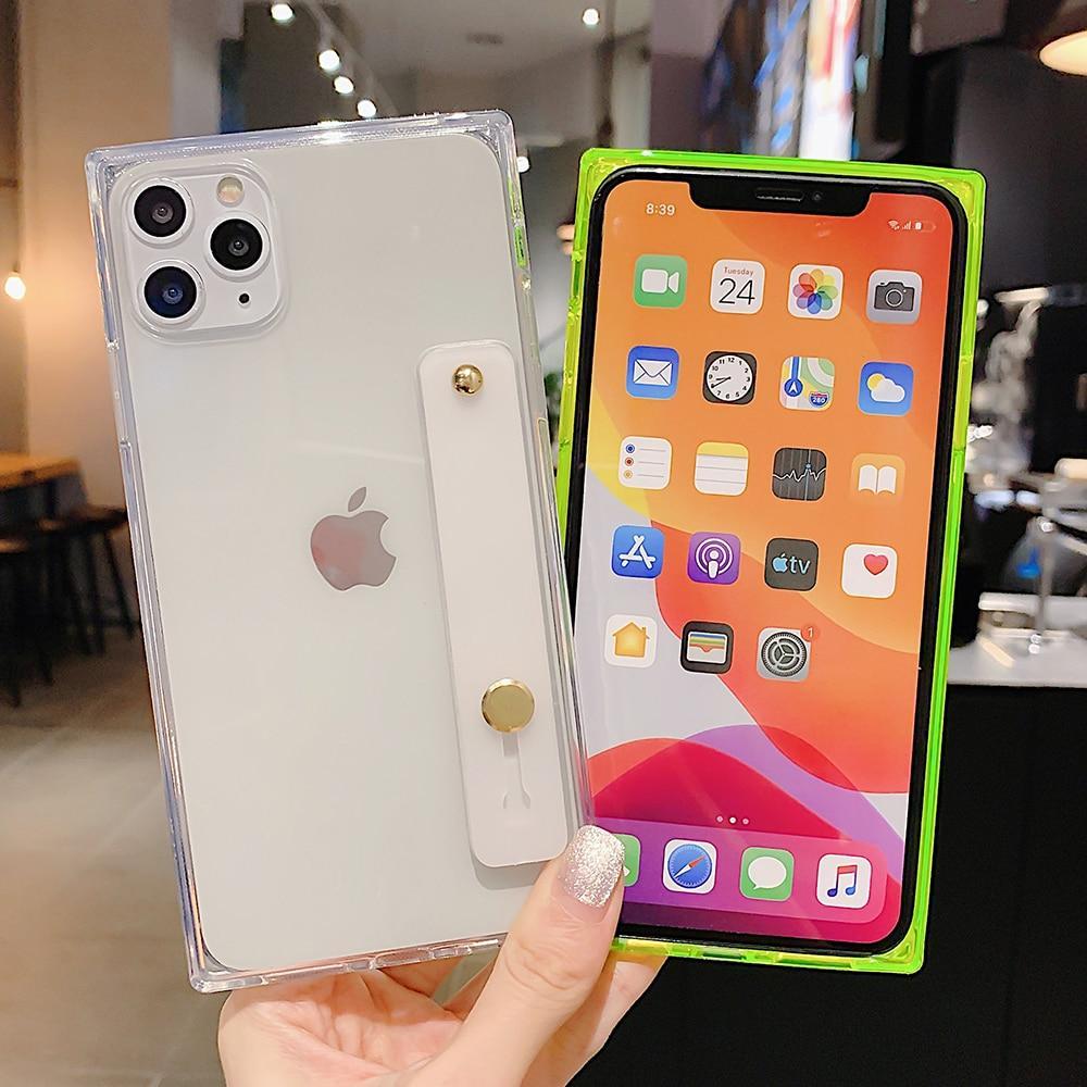Clear Square Case + Wrist Strap-xinru