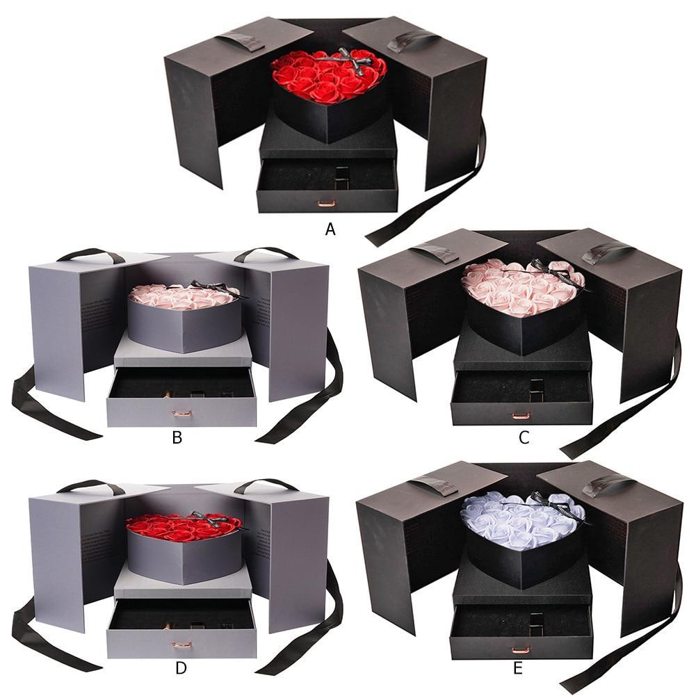 Deluxe Heart Rose Bouquet Immortal Enchanted Soap Flower With Gift Box-xinru