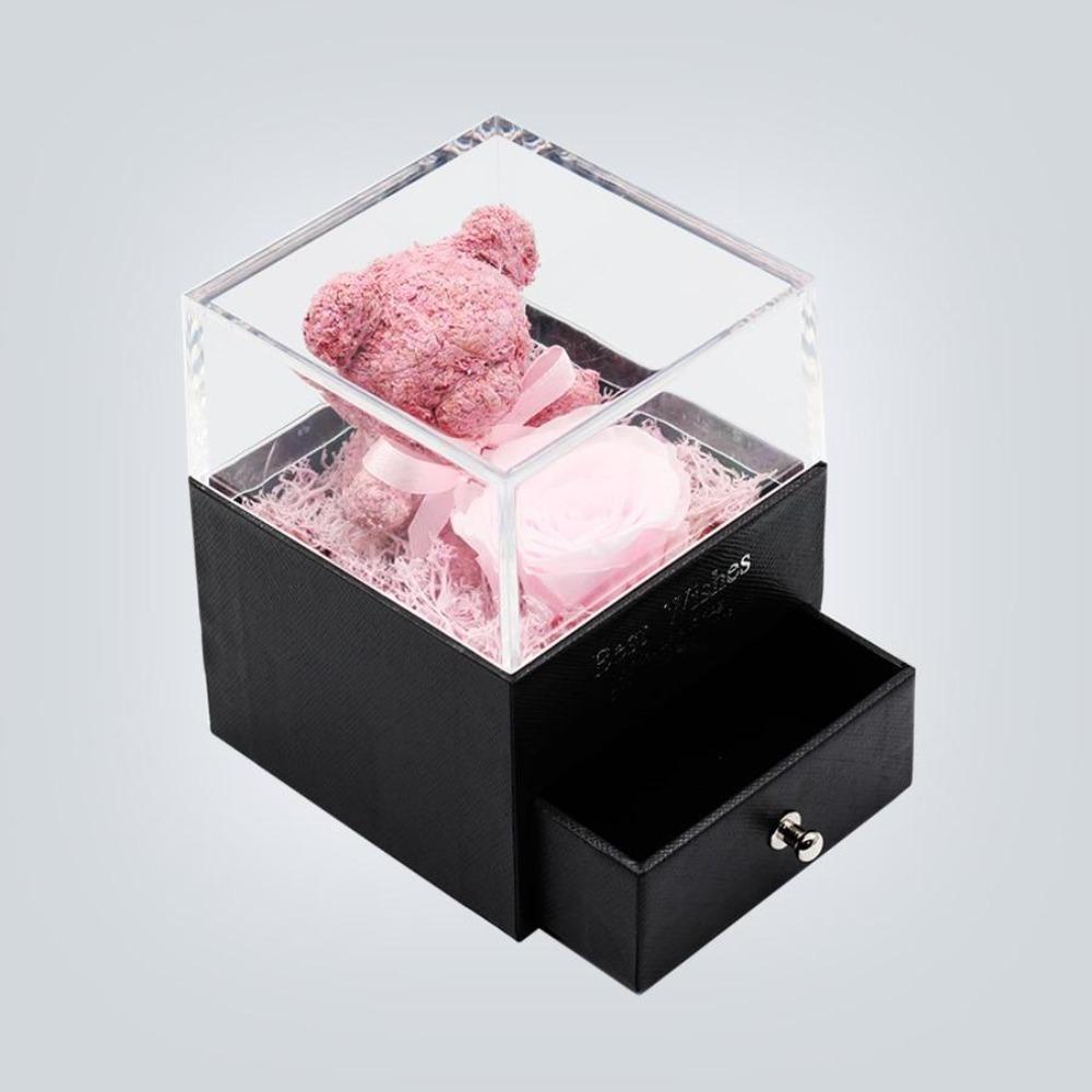 Immortal Preserved Rose Teddy Bear Box Display-xinru