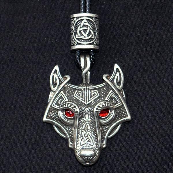 Men's Stainless Steel Norse Viking Wolf Pendant Necklace-xinru