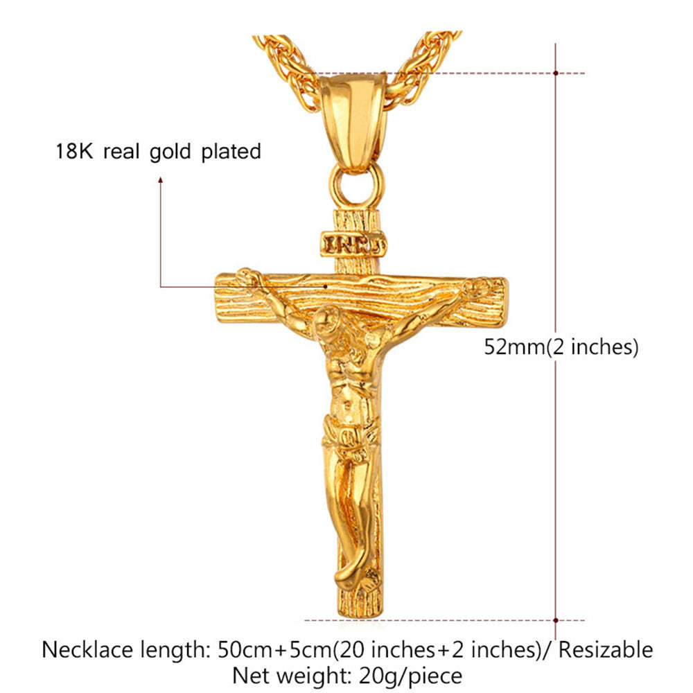Crucifix Cross Necklace Catholic Pendant For Men-xinru