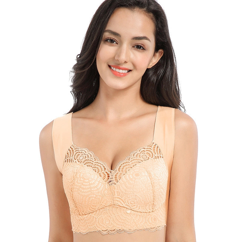 Stretch Full-Figure Seamless Lace Cut-Out Bra-xinru