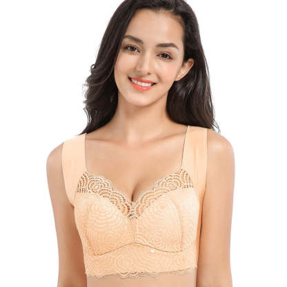 Stretch Full-Figure Seamless Lace Cut-Out Bra-xinru