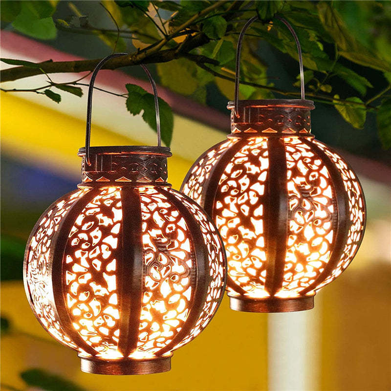 Solar Lamp Hanging Waterproof Metal Retro Lantern Decoration-xinru