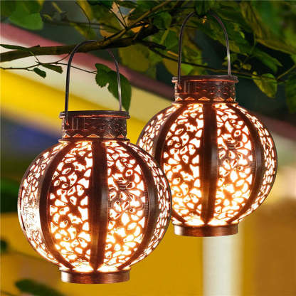 Solar Lamp Hanging Waterproof Metal Retro Lantern Decoration-xinru