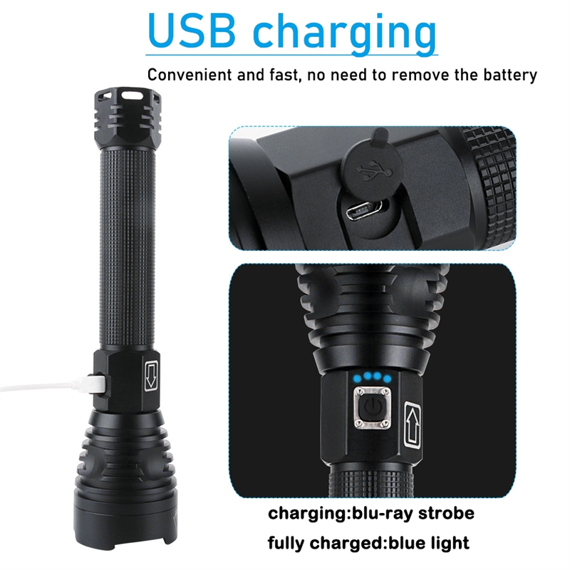 120,000 Lumens Outdoor Waterproof Powerful Flashlight USB Charging-xinru