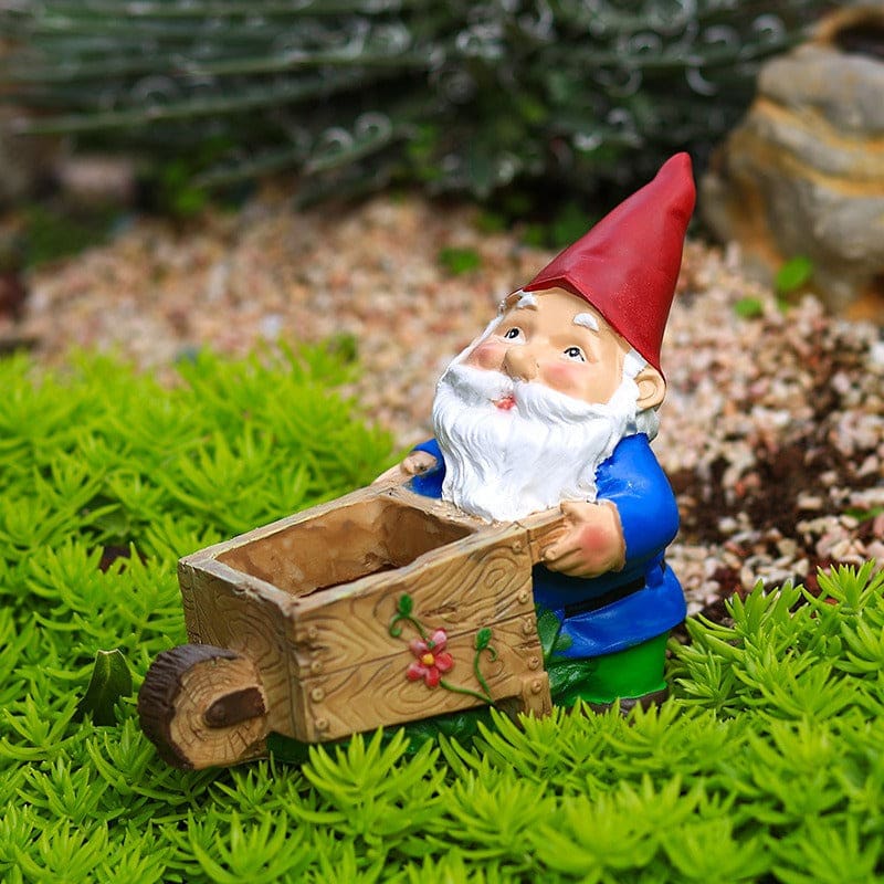 Garden Working Gnome Statue Flower Pot-xinru