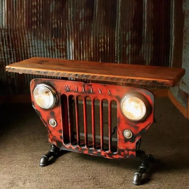 Resin Steampunk Industrial Table Model Car Head Sculpture Statue Ornament Decor-xinru