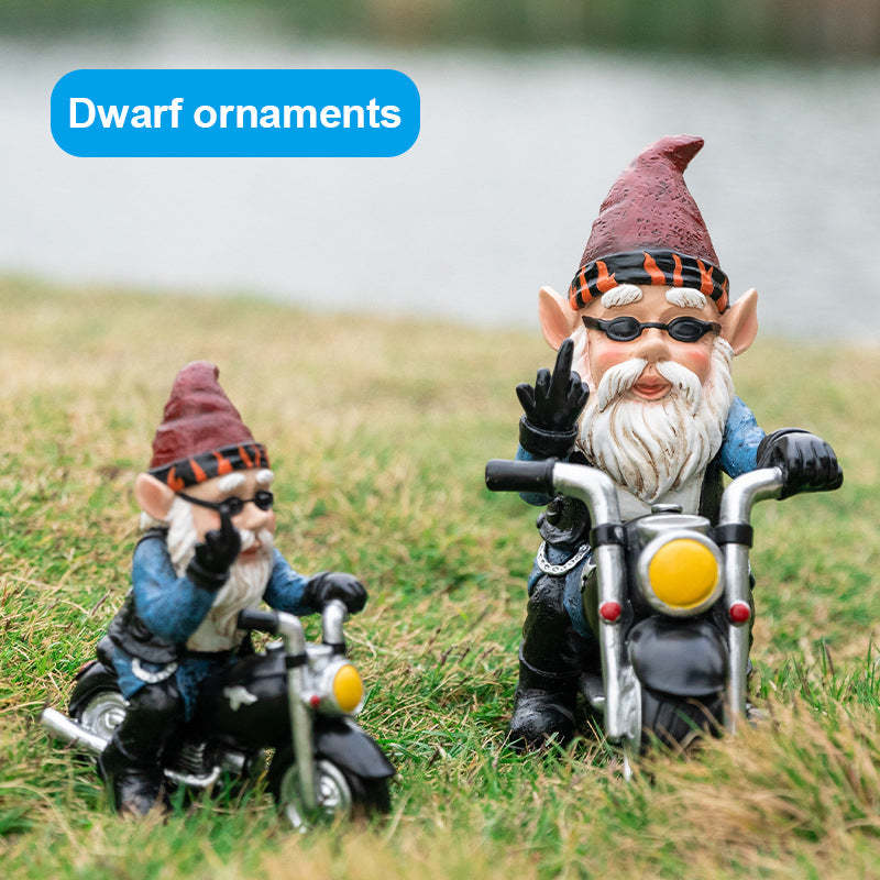 Garden Gnome Statue Ride A Motorcycle Funny Outdoor Gnome Statue-xinru