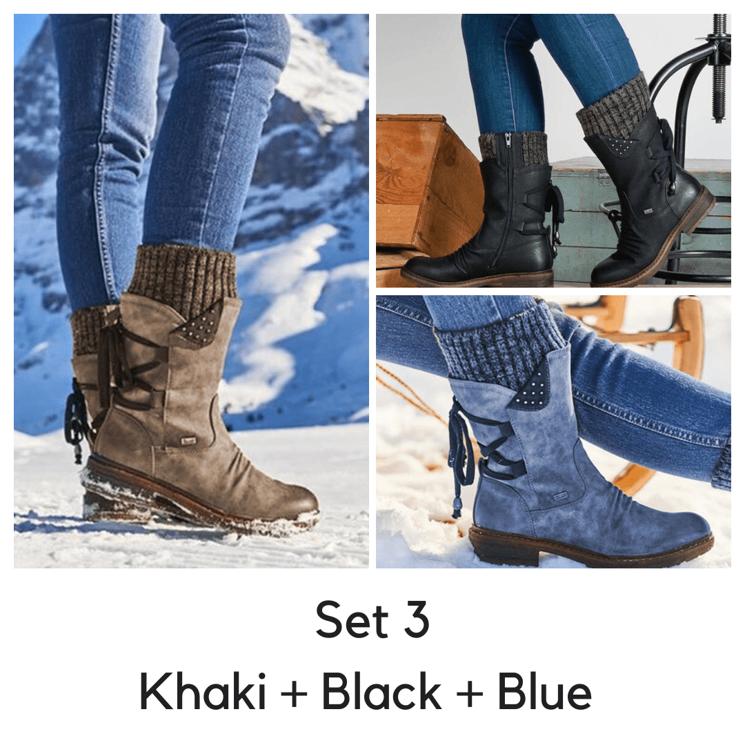 Women's Winter Warm Back Lace Up Snow Boots, 6 Colors-xinru shop