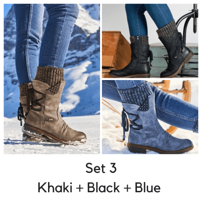 Women's Winter Warm Back Lace Up Snow Boots, 6 Colors-xinru shop