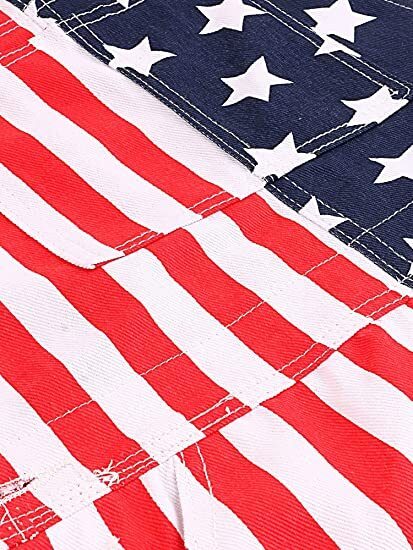 Unisex Overalls Jumpsuit American Flag 4th of July Couple Casual Romper Shorts-xinru