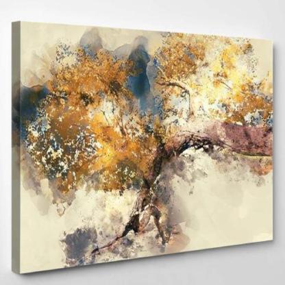 Trees Autumn Yellow Leaves Digital Watercolor-xinru shop