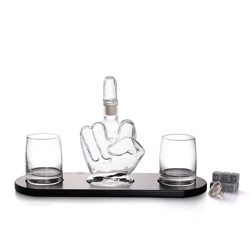 Middle Finger Whiskey Wine Decanter With 2 Glasses Set-xinru