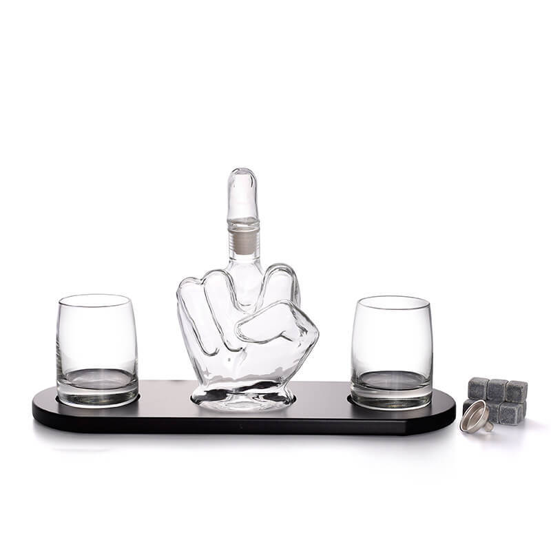 Middle Finger Whiskey Wine Decanter With 2 Glasses Set-xinru