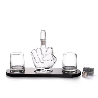 Middle Finger Whiskey Wine Decanter With 2 Glasses Set-xinru