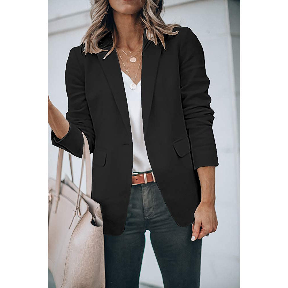Ladies Casual Office Cardigan Long Sleeve Blazer-xinru