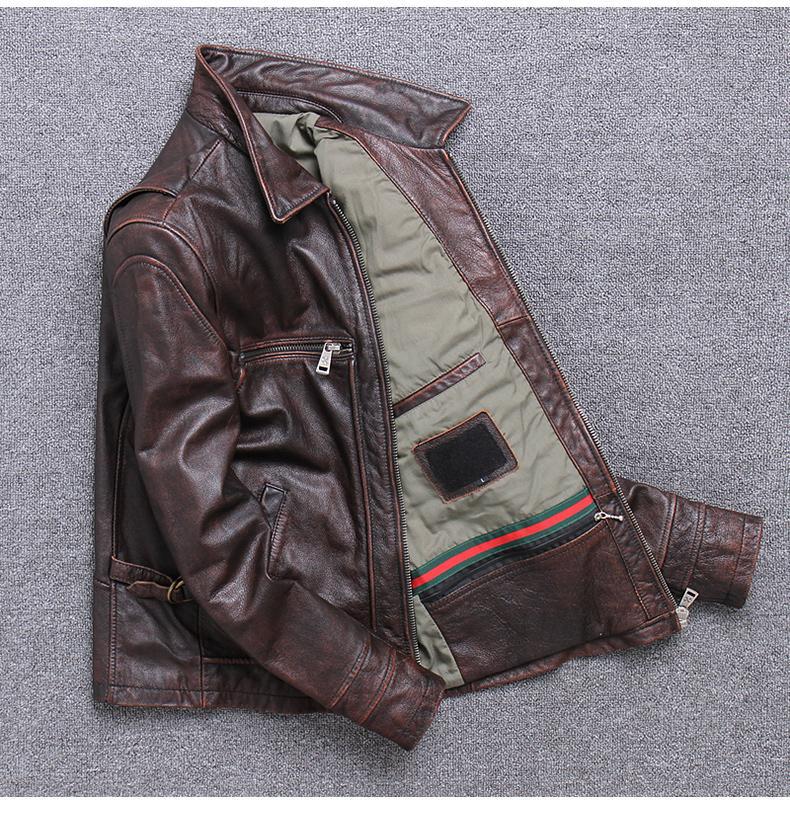 Cowhide Riding Biker Jacket Lapel Casual-xinru shop