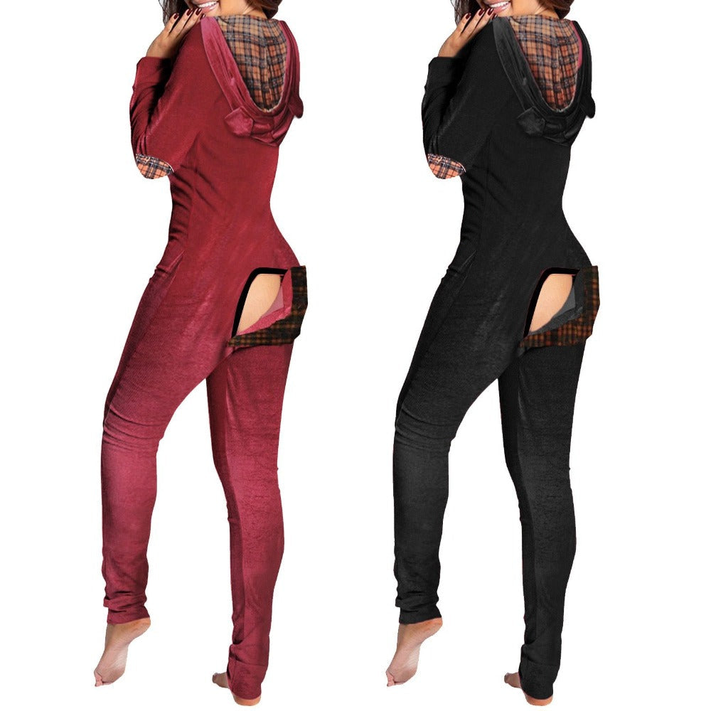 Unisex Bear Rompers Hooded Button Back Flap-xinru