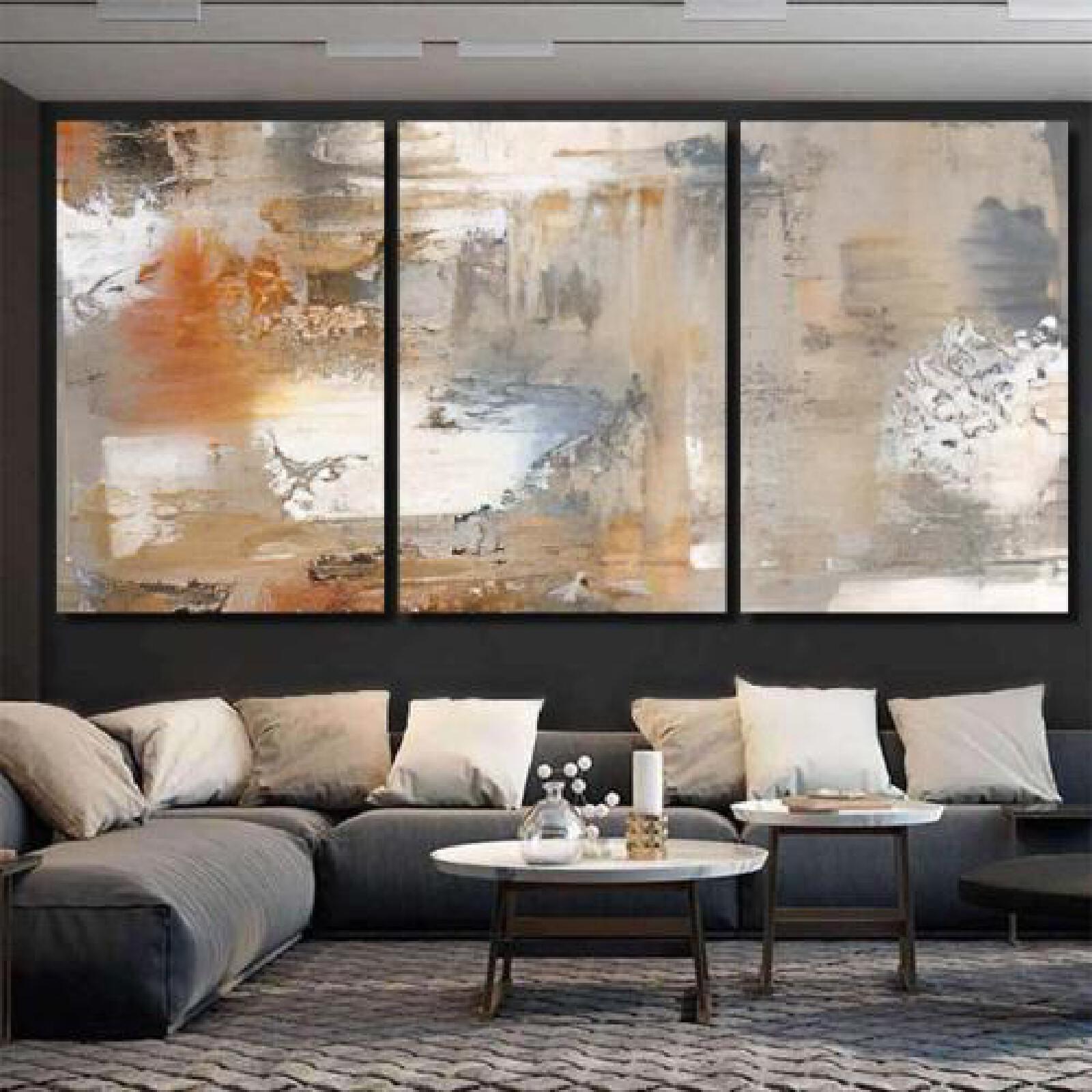 Brown Grey Abstract Art-xinru shop