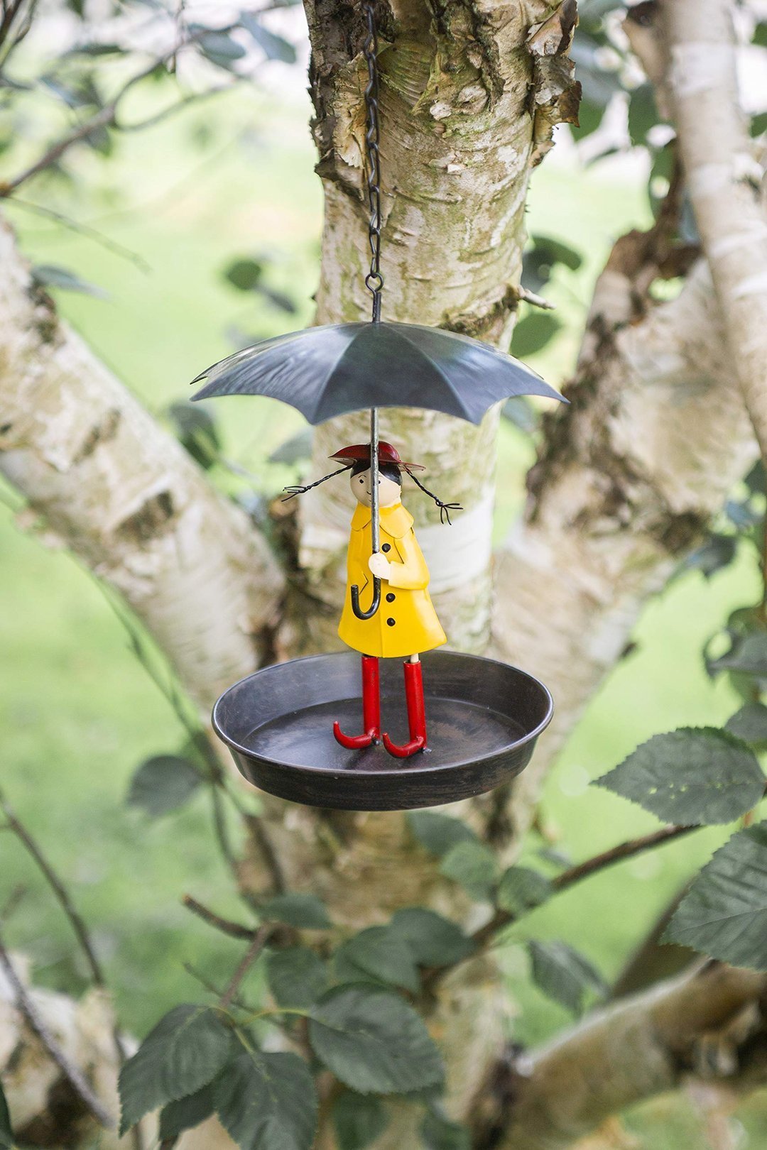 Bird Feeder Metal Hanging Chain Girl And Umbrella Bird Feeder For Wild Birds-xinru
