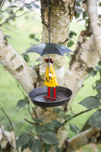 Bird Feeder Metal Hanging Chain Girl And Umbrella Bird Feeder For Wild Birds-xinru