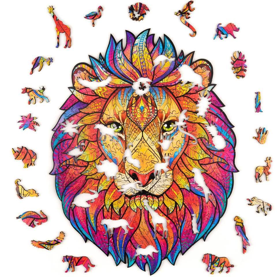 Wooden Brave Lion Jigsaw Puzzle Gifts With Box-xinru