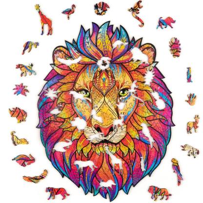 Wooden Brave Lion Jigsaw Puzzle Gifts With Box-xinru